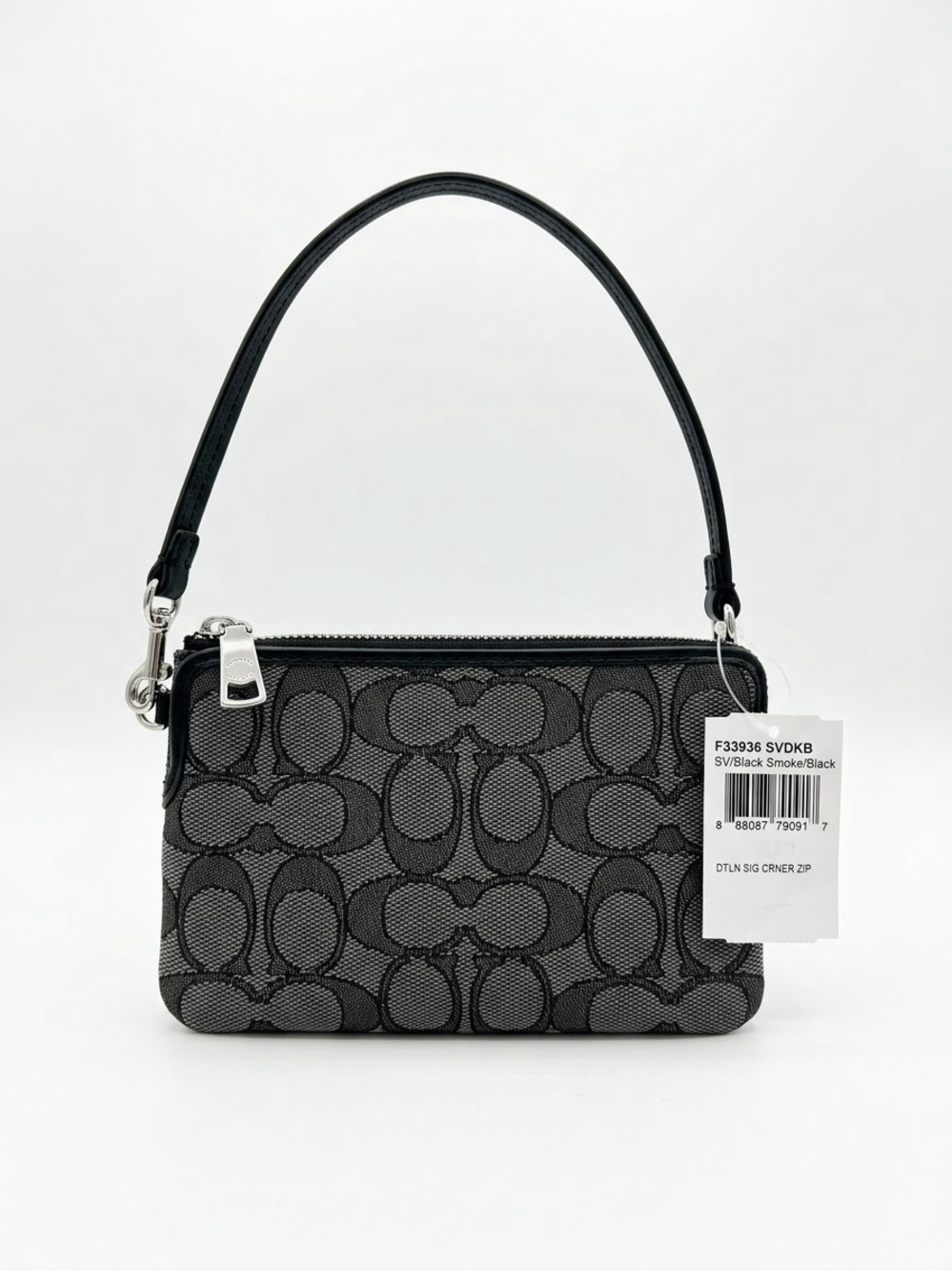 Coach Black Signature Corner Zip Wristlet
